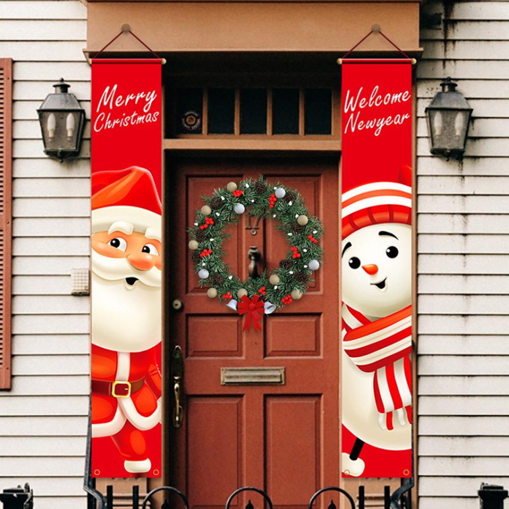 

Christmas Decoration Christmas Holiday Family Gathering Venue Layout Couplet Door Curtain Customization 180Cm snowman old man 005