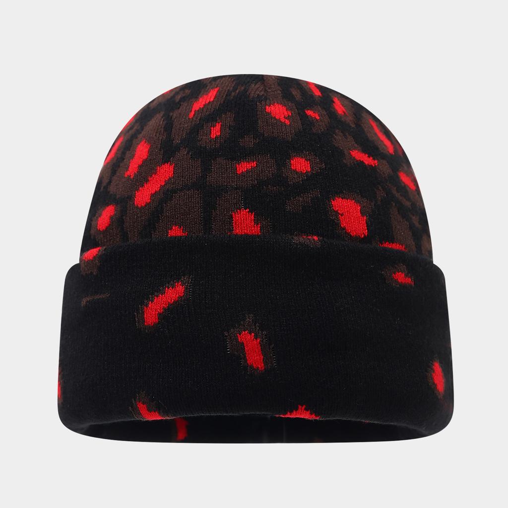 American autumn and winter personalized leopard print jacquard warm knitted hat for men and women outdoor versatile casual ear protection wool cold ha