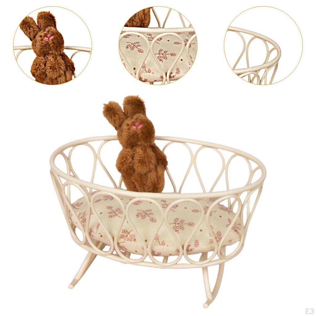 1/12 Puppenhaus Babypuppenbett, Kinderbett DIY Szenenhandwerk, Rollenspielzeugzubehör