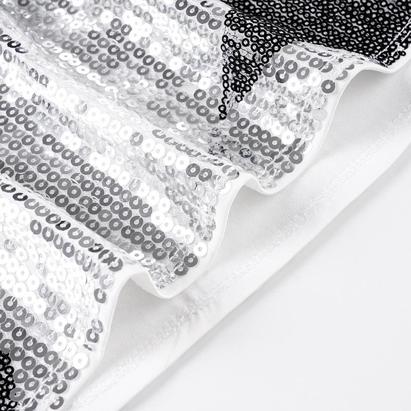 Gonna Mini in Maglia Sexy con Stelle di Paillettes Stile Europeo-Americano a Vita Bassa - Versatile Gonna da Donna per Street Fashion