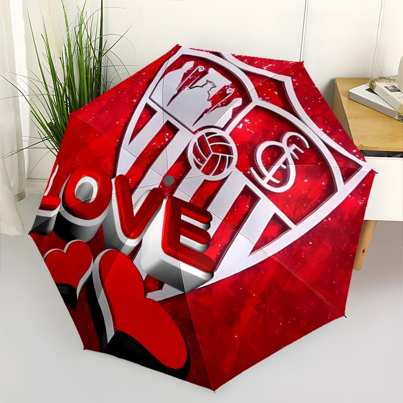 Seville logo Print Automatic Umbrella, 8 Rib Iron Frame, Plastic Handle, Suitable for Outdoor Travel &Daily , Ideal Gift