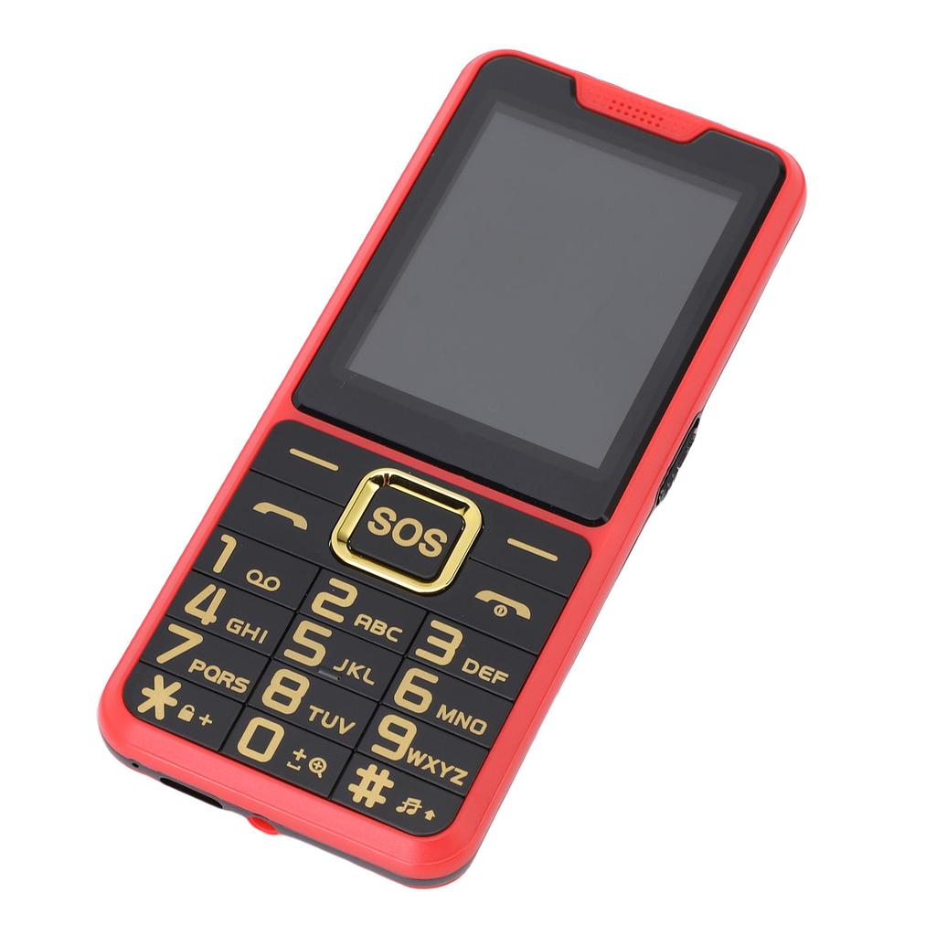 Big Key Phone Ultra Thin 2.6in 2 Flashlight BT 0.3MP Camera Voice Announcement Cell Phone 2G Red