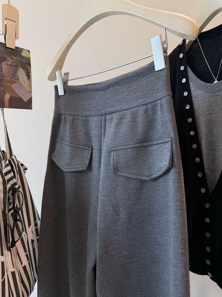 Spring Korean Drape High-Waisted Wide-Leg Pants - Flattering for Pear-Shaped Figures, Casual Straight-Leg Design