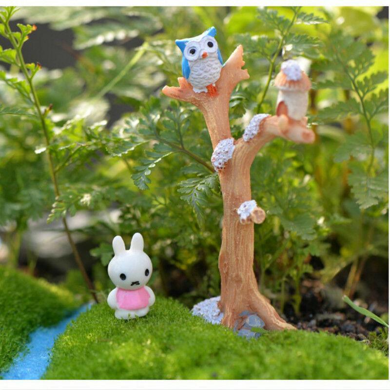 2X Resin Owl Branches Miniaturní krajina Zahrada Mini domeček pro panenky Dekor Craft Roztomilý