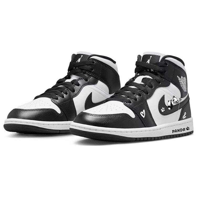 Jordan Air Jordan 1 Mid top Vintage Basketball Shoes Women's Black White DV0991-101(Team56-)