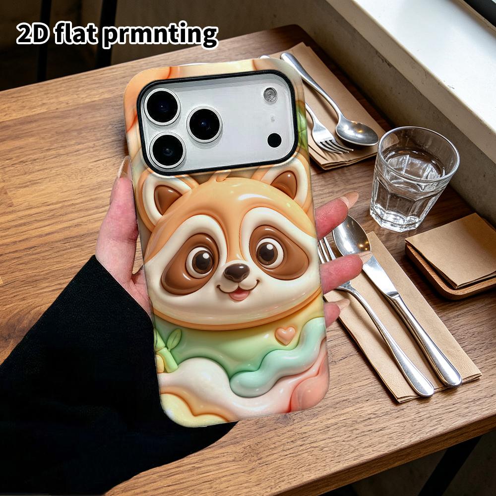 Phone case: 2D flat design suitable for iPhone 18 17 16 15 14 13 Pro protective case, big-headed red panda, perfect Christmas and Halloween holiday gi
