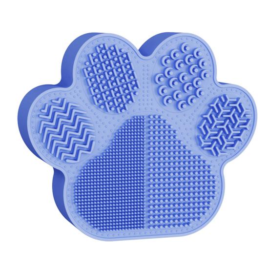 מחזיק מברשות איפור 2 ב-1, משטח סיליקון טקסטורלי לניקוי מברשות איפור עם מחזיק ייבוש, מארגן מברשות בצורת כף חתול לניקוי ואחסון