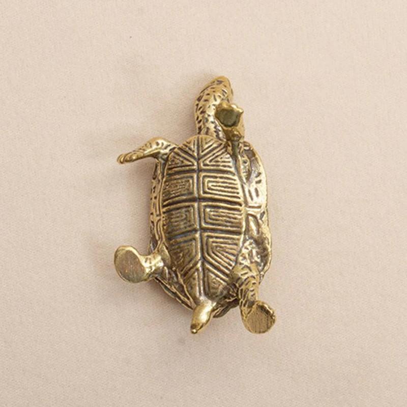 Antique Solid Copper Turtle Ornaments Trumpet Longevity Animal Sculpture Home Office Desk Decorative Simulation Ornament