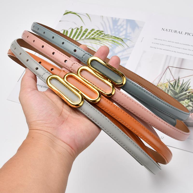 Four Seasons Available New Women'S Small Belt Multi Color Versatile Thin Belt Paired With Jeans Belt, Leather Second Layer Cowhide Belt