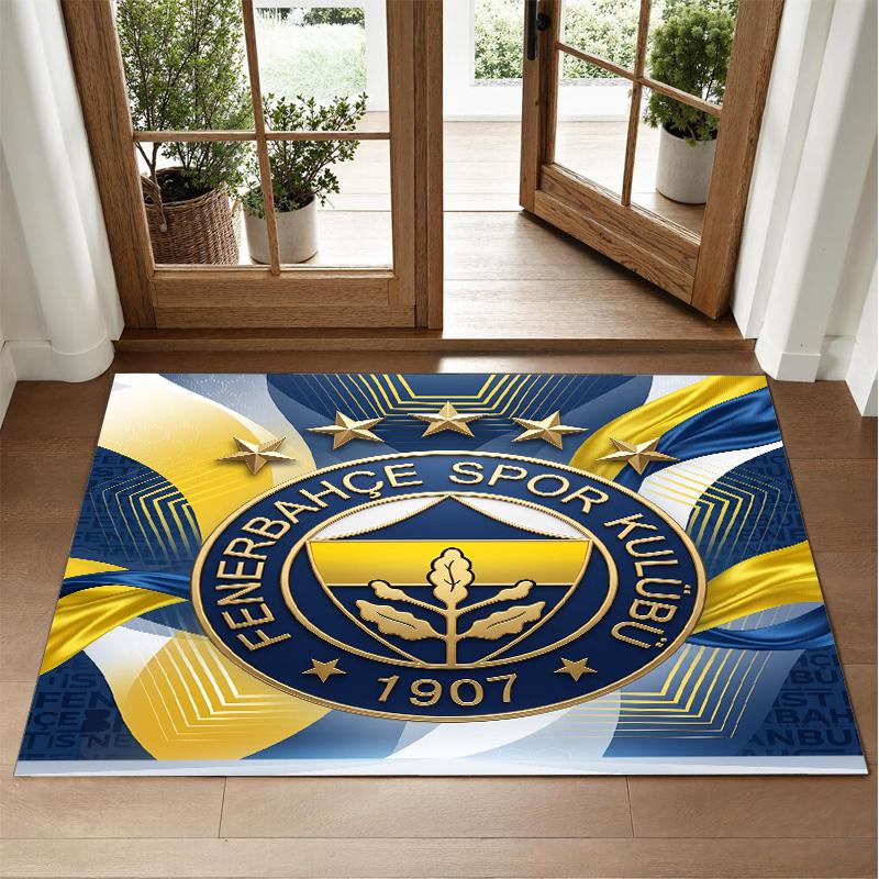 Fenerbahçe FC Design Crystal Velvet Rug Soft Decorative Mat for Bedroom Entrance