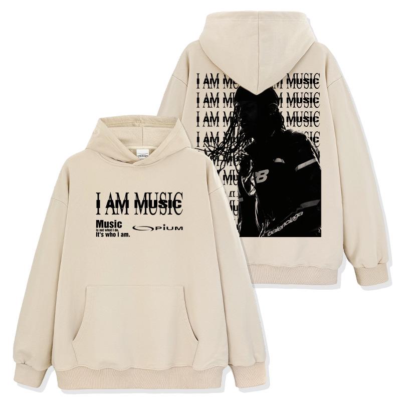 

Playboi Carti Принт Выстиранная Толстовка с Коротким Рукавом и Круглым Вырезом с Капюшоном L