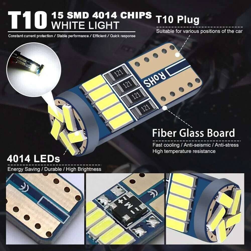 10PCS Led W5W T10 Car Signal Lamp 501 194 Bulbs 4014SMD Clearance Reading Interior Lights 6000K 12V Dome Lights 6