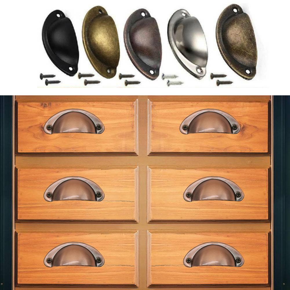 12Pcs Shell Furniture Handles Cabinet Pulls Drawer Knobs Half Moon Kitchen Cupboard Wardrobe Door Handle Antique Hardware