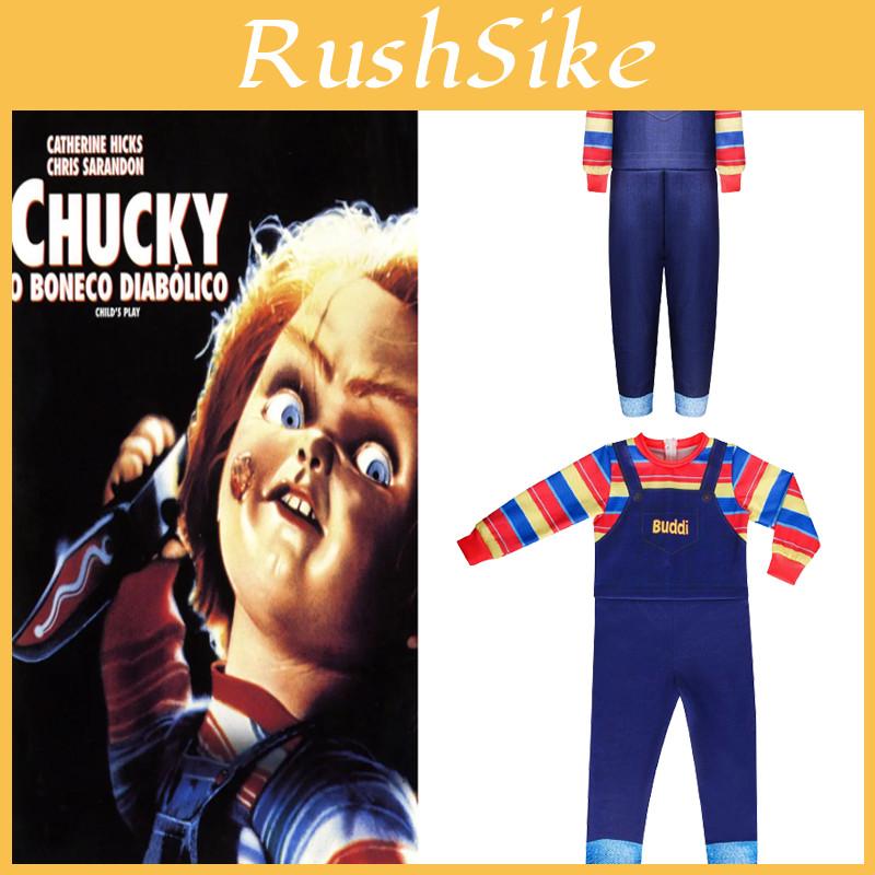 Kinder Kinderspiel Chucky Cosplay Horror Kostüm Jumpsuit für Halloween-Partys