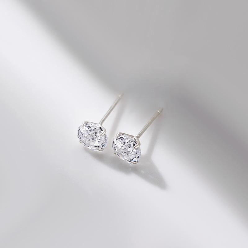 925 Sterling Silver Rose Ice Flower White Crystal Earrings 925