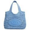 Tods Frontlogo Verstellbarer Schultergurt Raffia Tragetasche Einkaufstasche Schulter Handtasche Mini Damen-Tragetaschen Hellblau XBWEBLF0100RGM3L20