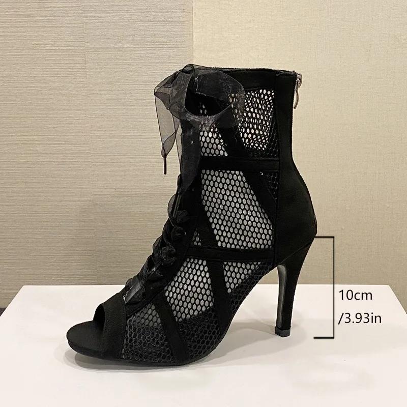Black Open Toe Dancing Sandals Sexy Lace Up Women Shoes Comfort High Quality Thin Heels Ankle Strap Hollow Out Pumps