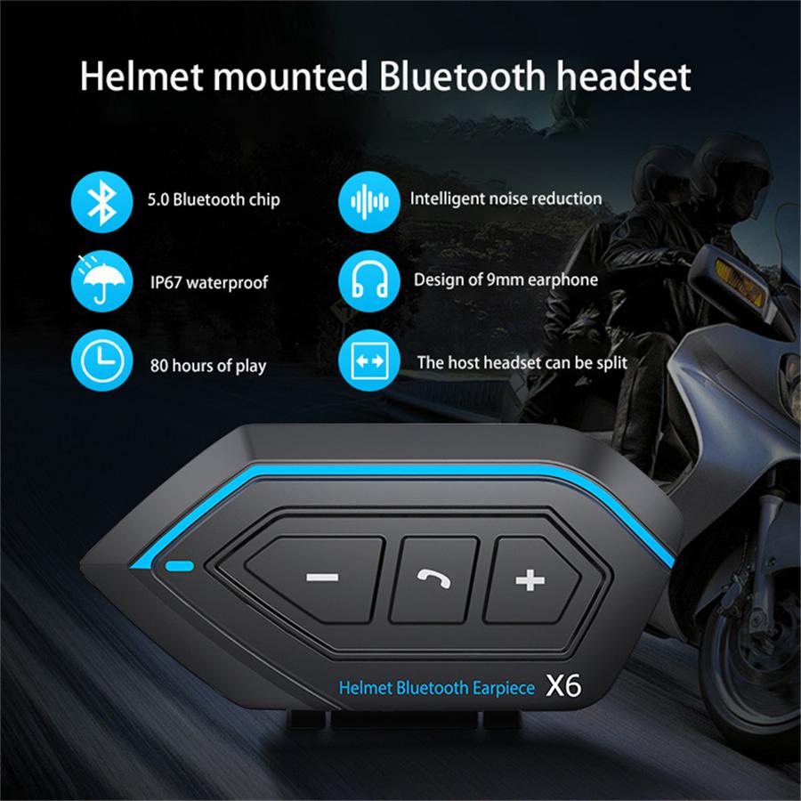 The Latest  Helmet Headset Motorbike BT Interphone Motorcycle Bluetooth Helmet Intercom Stereo Headset for Cell Phone 2 Rider