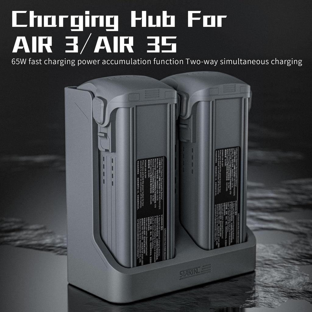 STARTRC Dual Charging Hub for DJI Air 3sAir 3, 65W+ Fast Charging, PD Support & Protection, Storage & Charging Modes, with Two Portable USB Ports for
