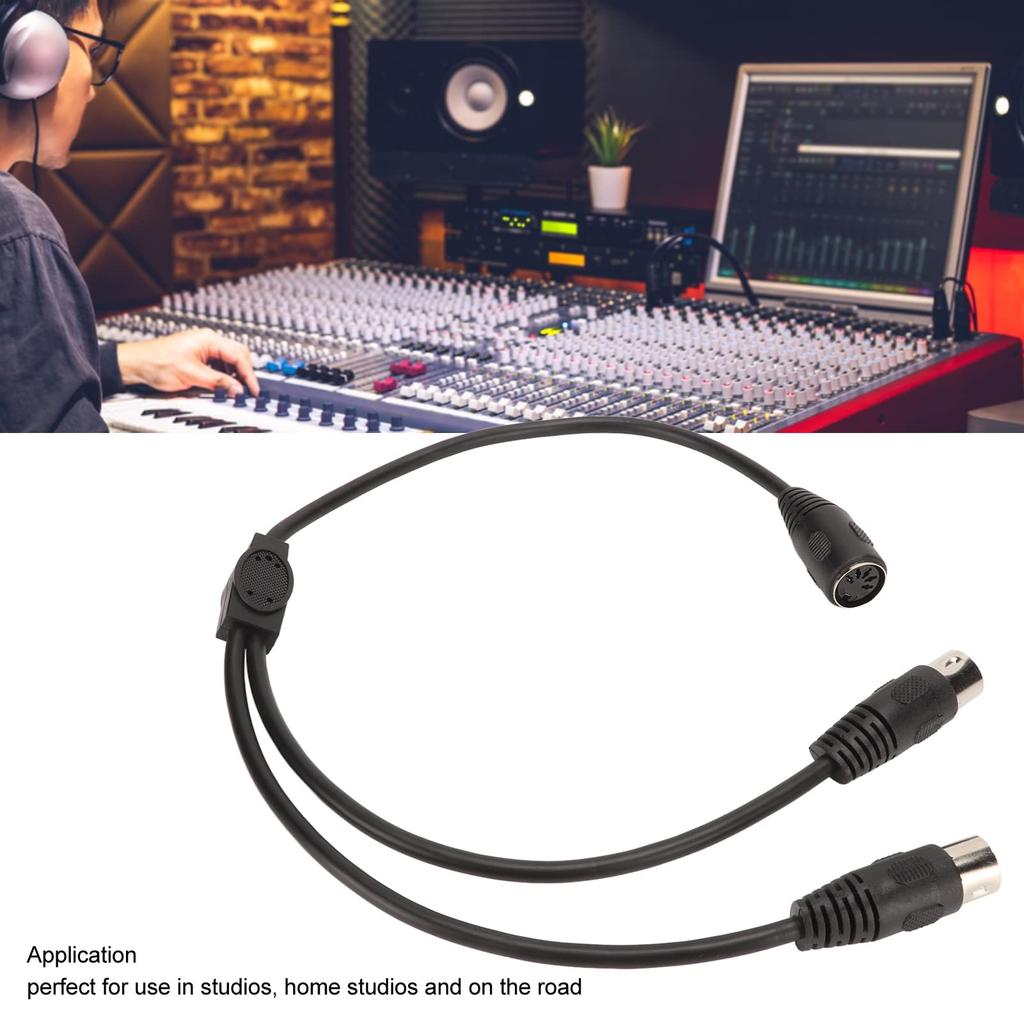 MIDI DIN 5 Pin Splitter Y Adapter Din 5 Pin Female To Dual 2 Male Audio MIDI Adapter Extension Cable for MIDI Electric MIDI Guitar Cable, Keyboard,