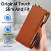 Etui Portfel Skórzany z Miejscami na Karty i Zamkiem Błyskawicznym Etui Klapka na Telefon dla IPhone 17 16 15 14 13 12 11 Pro Max Plus Promax 16e Pierścień Smycz Portmonetka