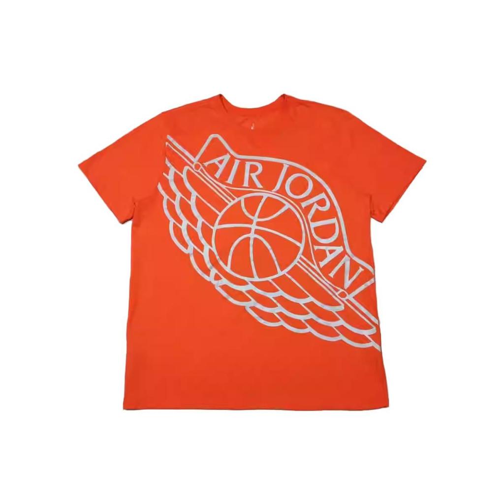 Jordan Letter Wing Pattern Crew Neck Short Sleeve T-Shirt Men T-Shirts Orange 748552-891