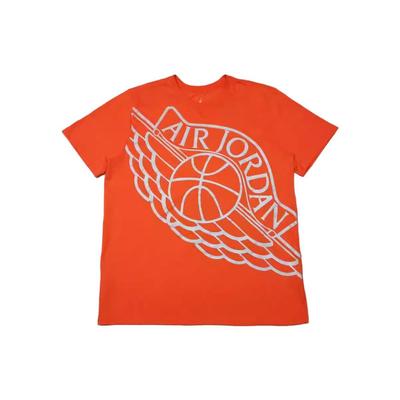 Jordan Letter Wing Pattern Crew Neck Short Sleeve T-Shirt Men T-Shirts Orange 748552-891