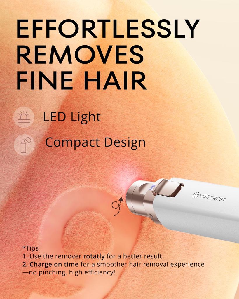 VG VOGCREST Electric Face and Eyebrow Shaver for Portable Face Shaver and Eyebrow Trimmer with LED Light Women 2-in-1 Built-in (White)