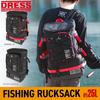 [Dress] Large Size Fishing Backpack, Disaster Preparedness, Expandable, Waterproof, Fishing Tackle Bag, Rod Holder, Men's Large Capacity Backpack, Bla
