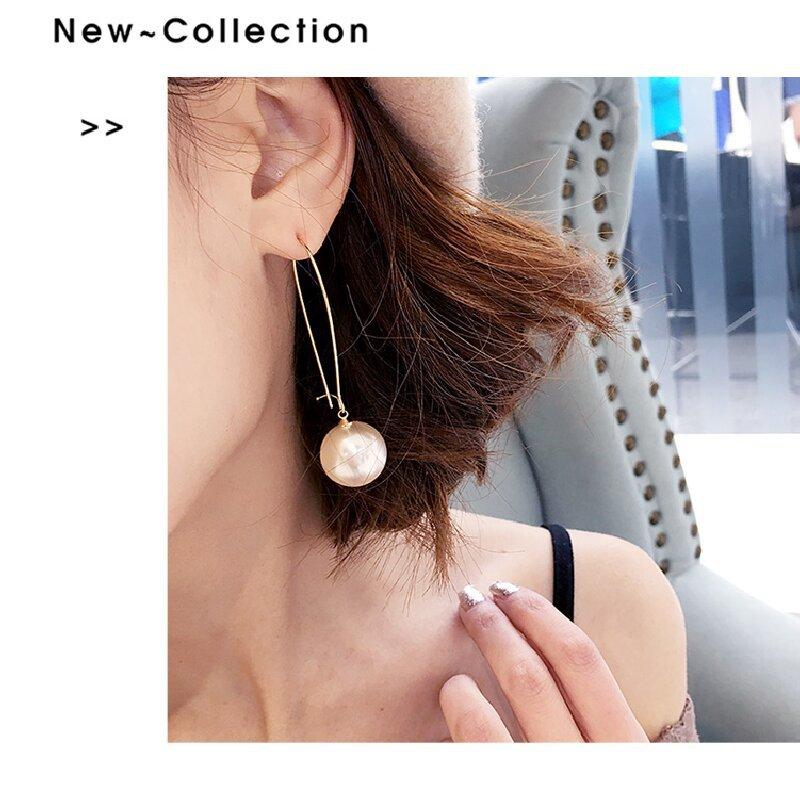 Women's Elegant Versatile Dangle Earrings, Minimalist Faux Pearl Hoop Design