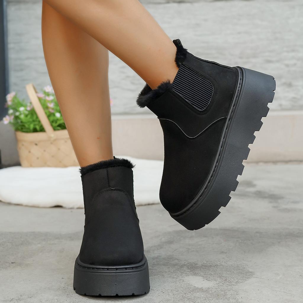 Fashion Casual Slip on Female Ankle Boots Botas Mujer 2025 Winter Women Snow Boots Plush Warm Non Slip Waterproof Ladies Flats Shoes