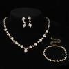 Bridal Jewelry Set With Crystal Necklace Earrings Bracelet For Women Wedding Accessories
