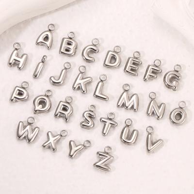 3Pcs Mini Balloon Alphabet Charms Cute Initial Bubble Letter Stainless Steel Pendants DIY Jewelry Making