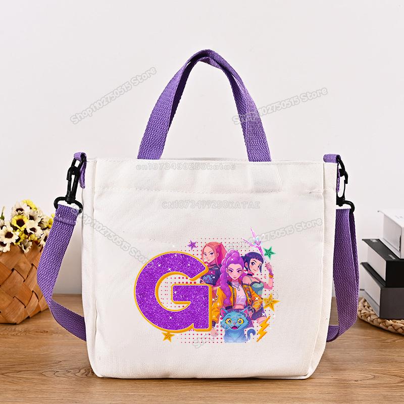 Schöne KPop Dämonenjäger Canvas Umhängetasche Multifunktionale Damen Handtasche Cartoon Mädchen Tragetasche Studenten Schultasche Damen Stoff Umhängetasche