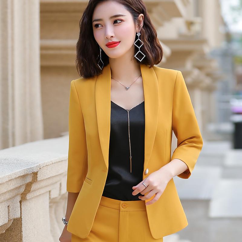 Naviu New Fashion Blazer Women Jackets for Summer Clothes Half Sleeve White Coat Office Lady Work Wear Tops