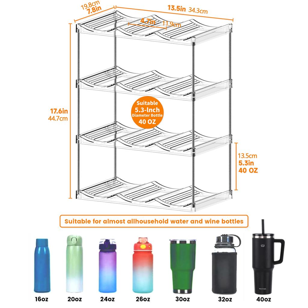 Organizer Dispensa Cucina Supporto Bottiglie Impilabile Organizer Per Bottiglie D'acqua Impilabile - Set Da 3 Organizer Armadio Plastica Porta Bottiglie Acqua