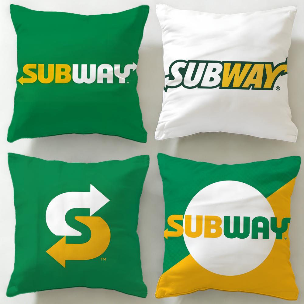 Classic Restaurant Brand Subway Cushion Cover Soft EasyWash Pillow Case Versatile for Couch Bed Travel and Office