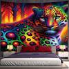 1 Pezzo Arazzo da Parete Stampa Leopardo 3D Grande Tema Animale Decorazione per la Casa Tessuto Scamosciato Testurizzato Design Orizzontale Per Soggiorno