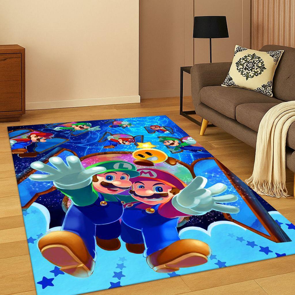 

3D Super Mario Bros Cartoon Cute Child Carpet Rug for Playroom Living Room Bedroom Doormat Decor,Non-slip Game Floor Mat Gift 80x120cm