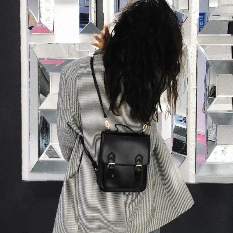 Vintage Pu Leather Ladies Small Backpacks Fashi Solid Color Mini Women s Crossbody Bag Square Handbags Female Shoulder Bags чёрный 3460₽