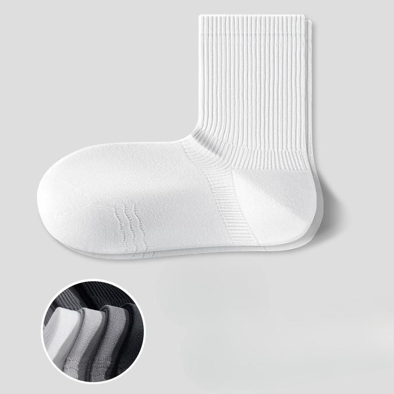 Men's Summer Thin Breathable and Sweat Absorbing 7a Antibacterial Non Constricting Mid-calf Cotton Socks