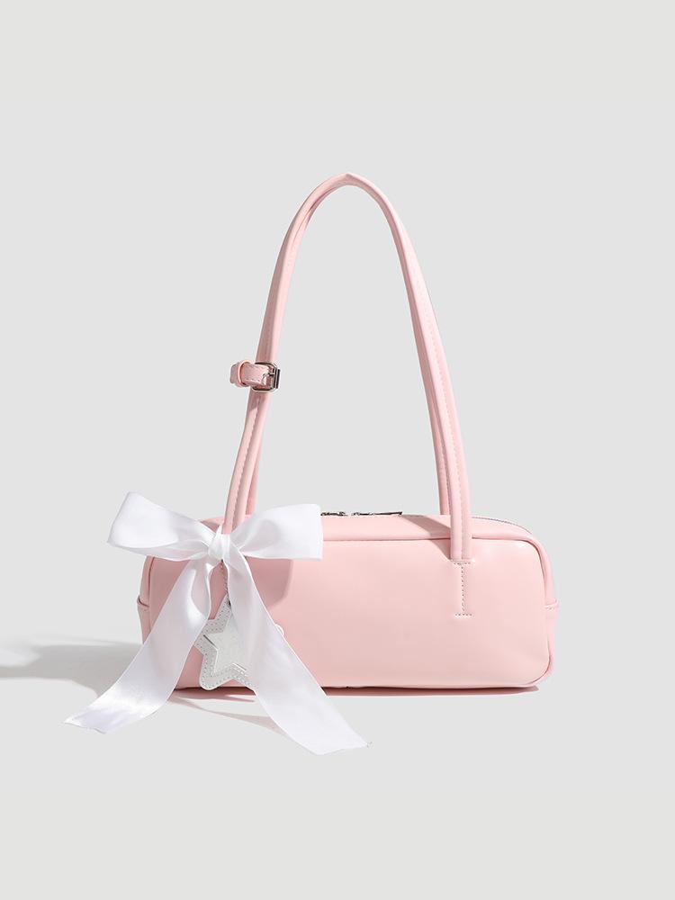

High Value Niche Bag Women S Fashion Popular Shoulder Bag Foreign Style Versatile Bow Underarm Bag розовый
