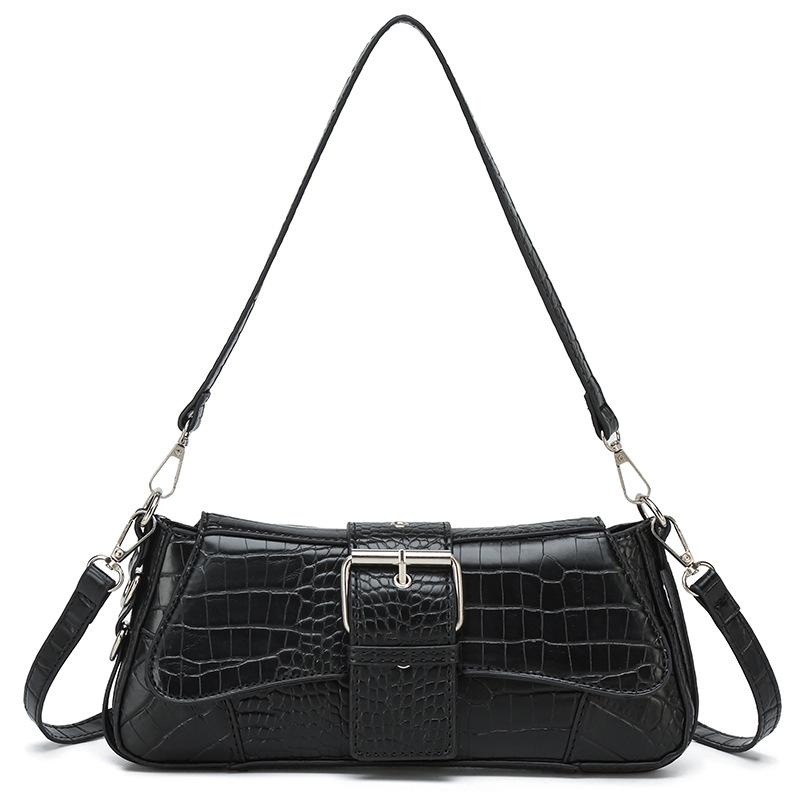 Stone-patterned Chain Crossbody Bag Fashionable Single-shoulder Underarm Baguette Bag