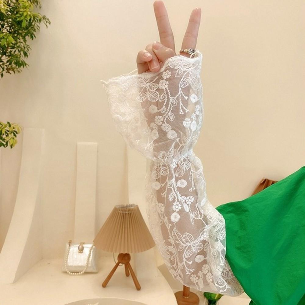 Hollow Sun Protection Cover Thin Sunscreen Arm Sleeve Sweet Long Sleeved Arm Cover Women