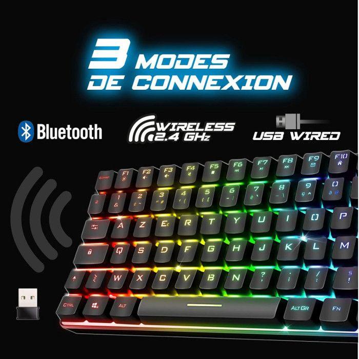 Gaming Keyboard - SPIRIT OF GAMER - ELITE K70 - Wireless RGB - Compact TKL 65% - 85 Semi-Mechanical Keys