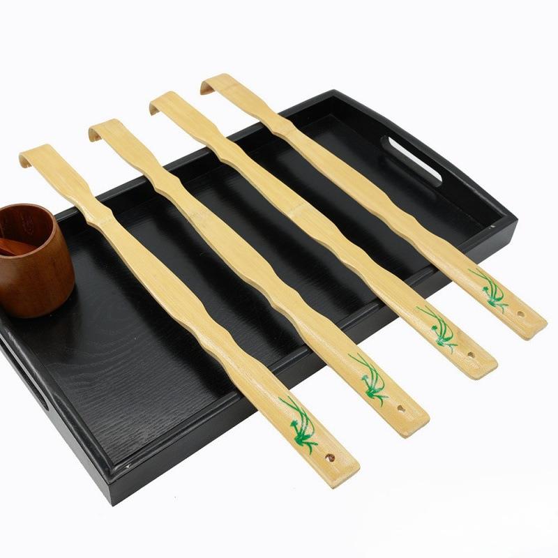 Bamboo Back Scratcher with Handle, Natural Wood Itch Relief Tool, Elderly Care Aid and Home Grooming Accessory