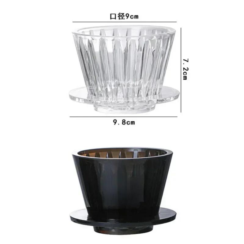 1 PC Acrylic Pour Over Coffee Filter Cup Set Cake Shaped Flat Bottom Home Brewing Kit with Filter Papers Reusable Easy Clean