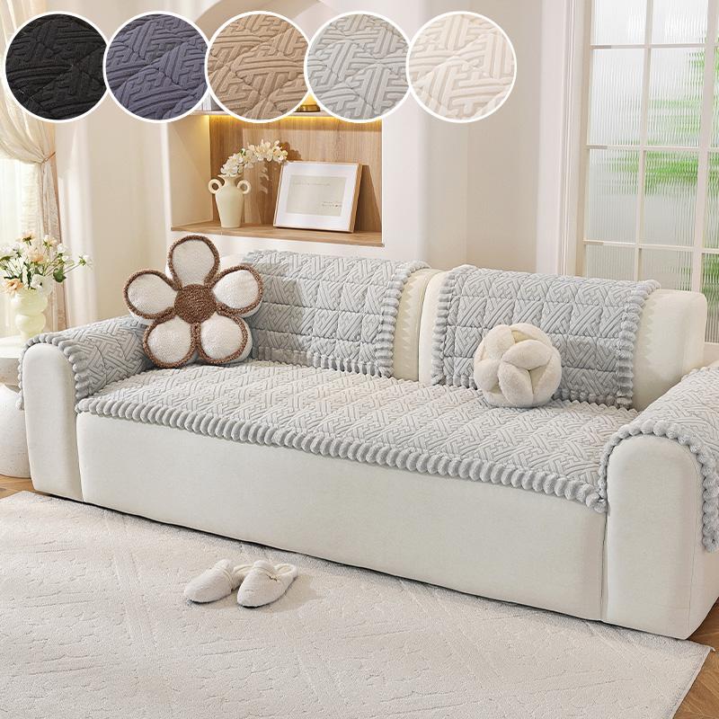 Thick sofa cushion in autumn and winter Integrated straight row anti-skid sofa cushion plush Mantou cushion