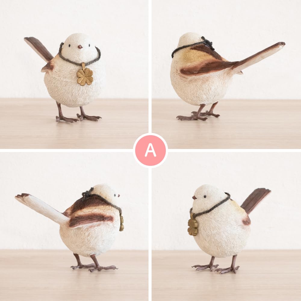 Set of 2 Long-tailed Tit Birds Garden Ornament, Figurine, Decor