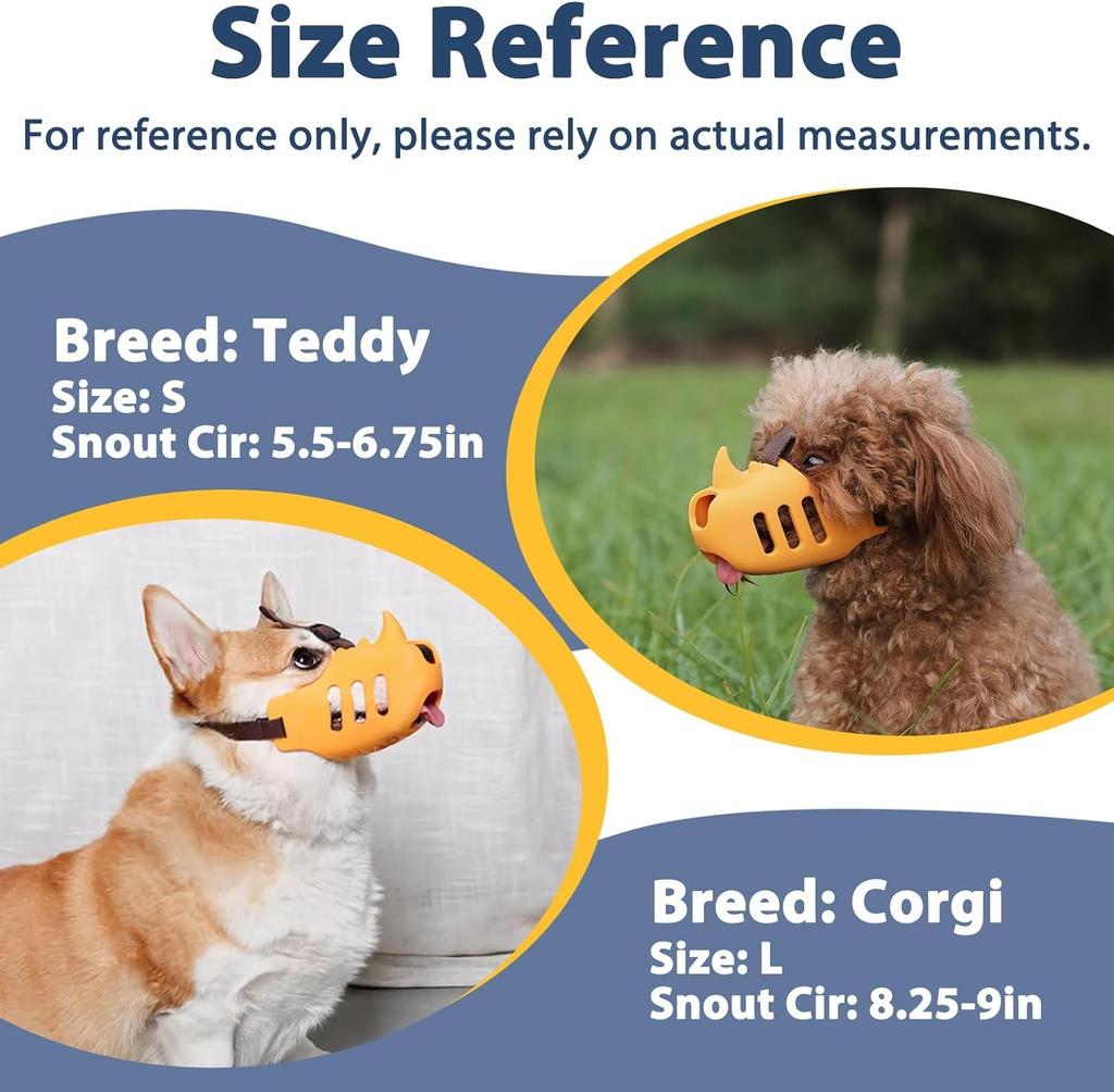 Dog Muzzle Breathable Silicone Cage Mouth Cover To Prevent Biting and Chewing, Funny Rhino Muzzle with Adjustable Head Strap